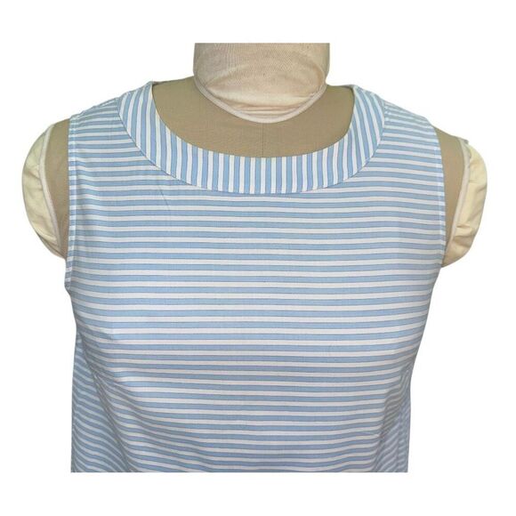 Talbots Sleeveless Blue/White Stripe Top Sz. Lightweight Packable Cool Crisp - Picture 2 of 7